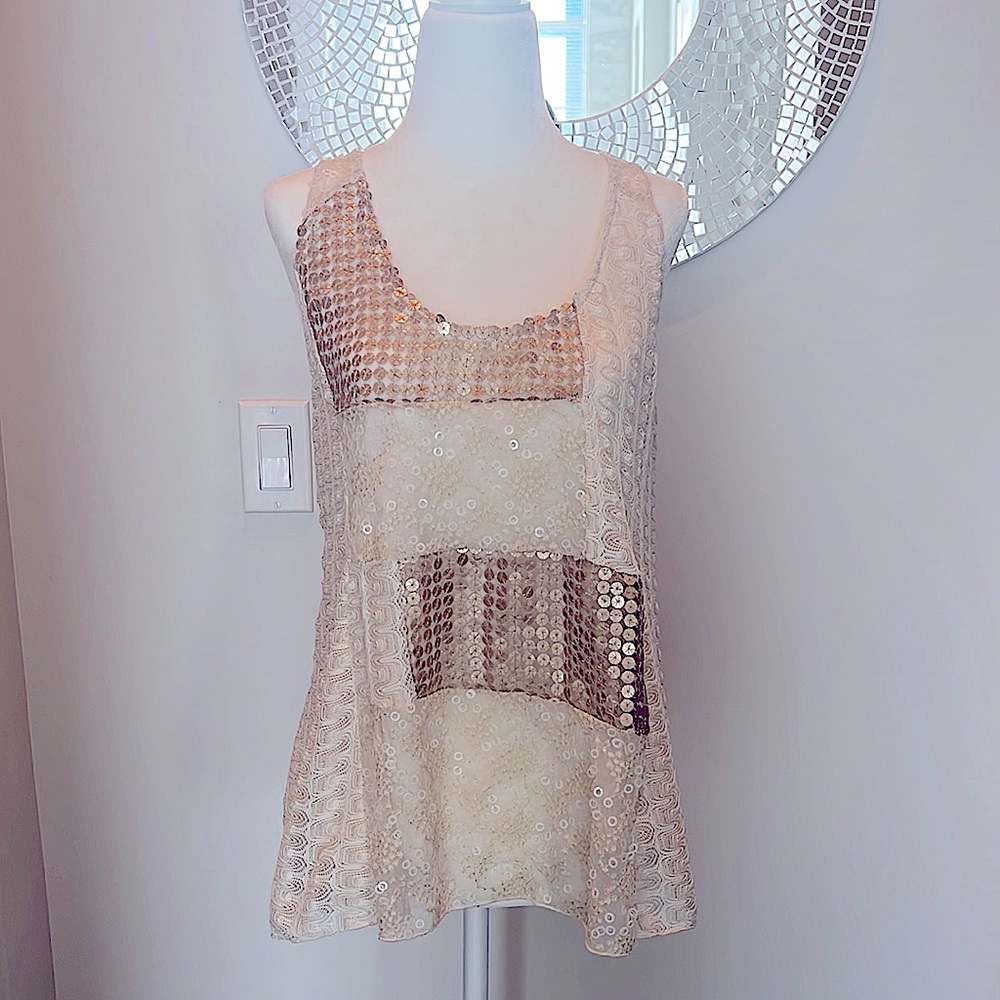 Anthropologie brand TINY sequined tank, sz S